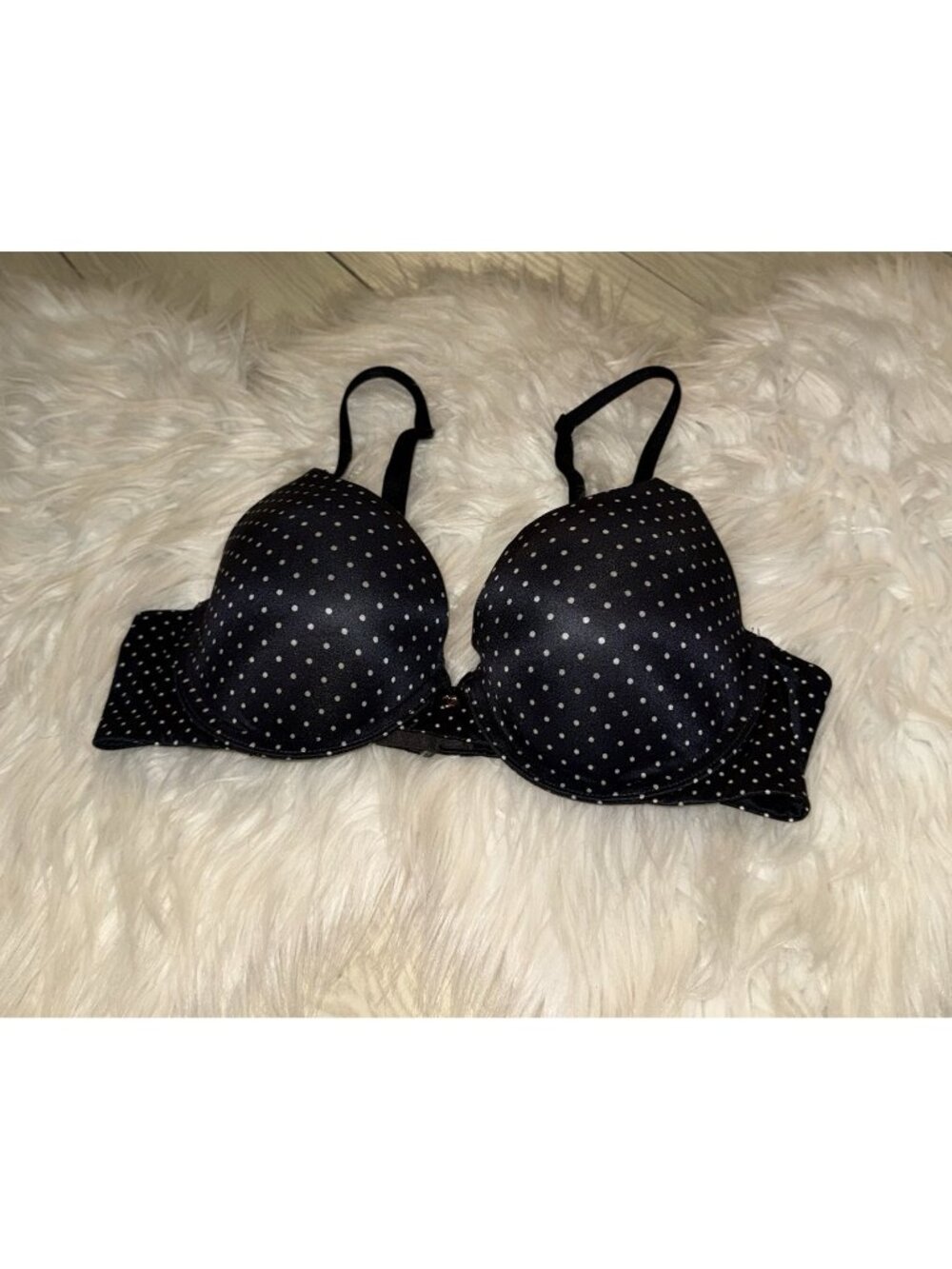 Victorias Secret Body By Victoria Perfect Shape Bra UW Dots Womens 36B Black